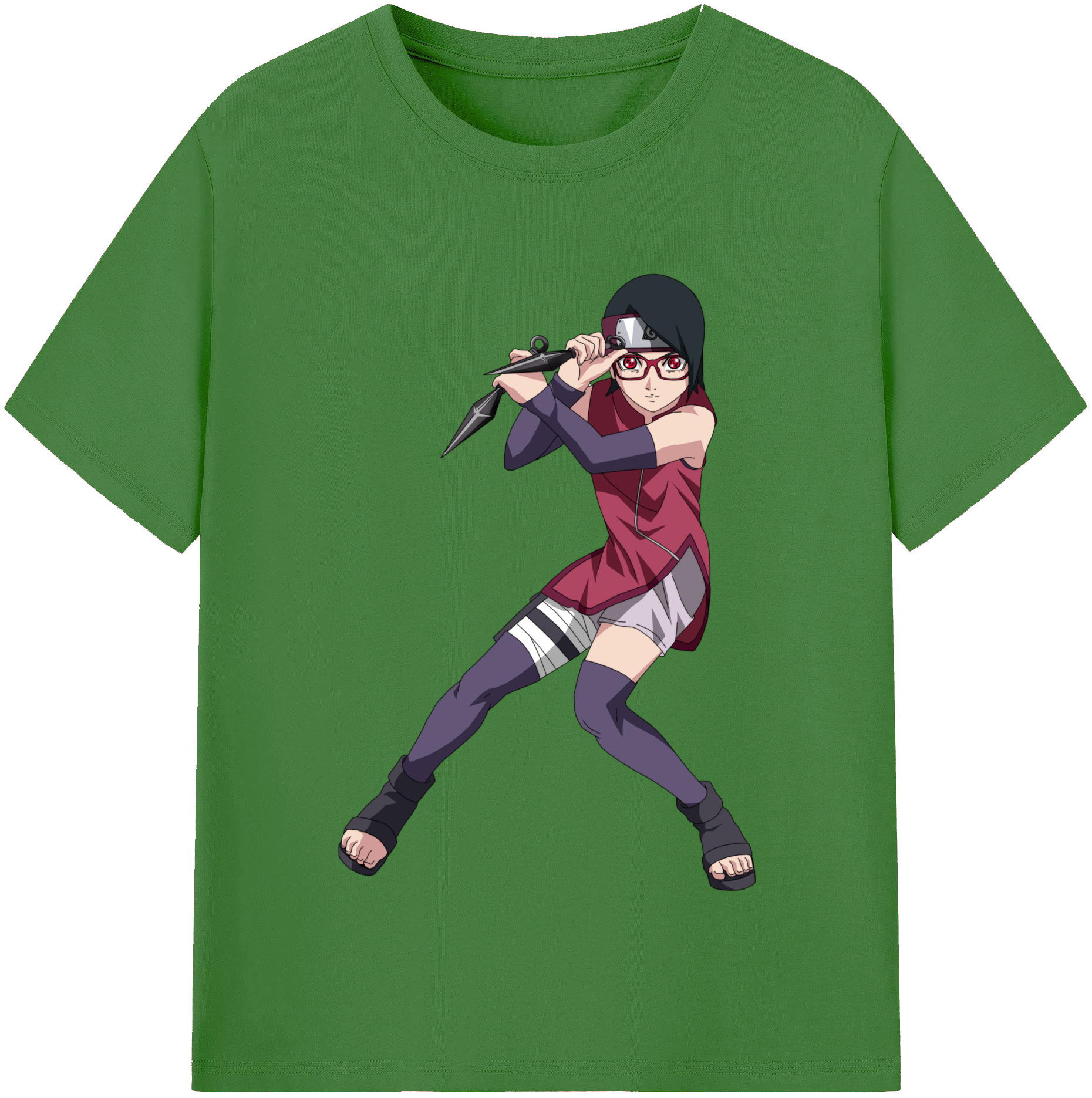 （画像用） NARUTO -ナルト- うちは サラダ Uchiha Sarada レディースカジュアルプリントTシャツ（綿100％）